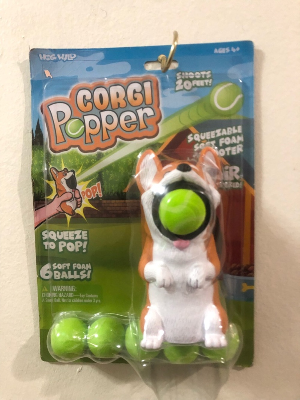 Corgi Popper Squeezable Dog Launcher Toy - Orange, White & Green